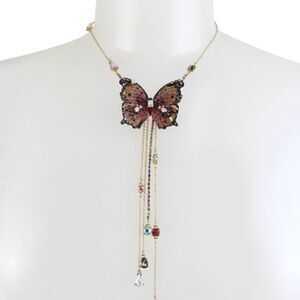 Betsey Johnson Bead & Butterfly Lariat Necklace